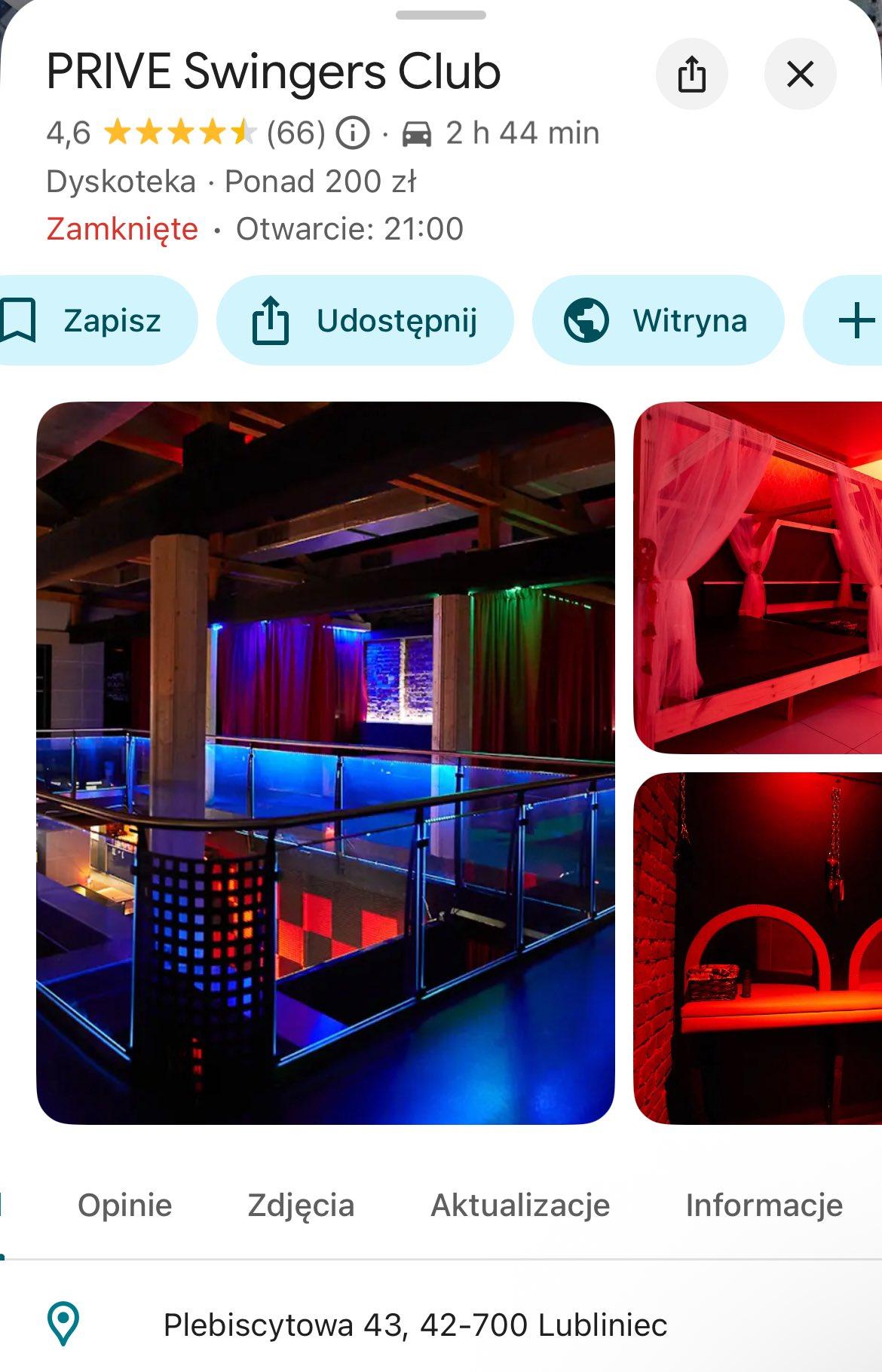 Klub swingersów na Google Maps